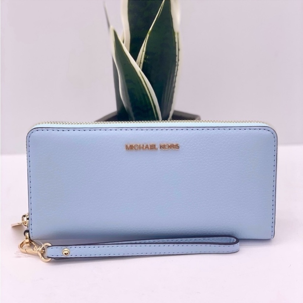 Michael Kors Large Continental Wallet Wristlet Vista Blue - Picture 2 of 10